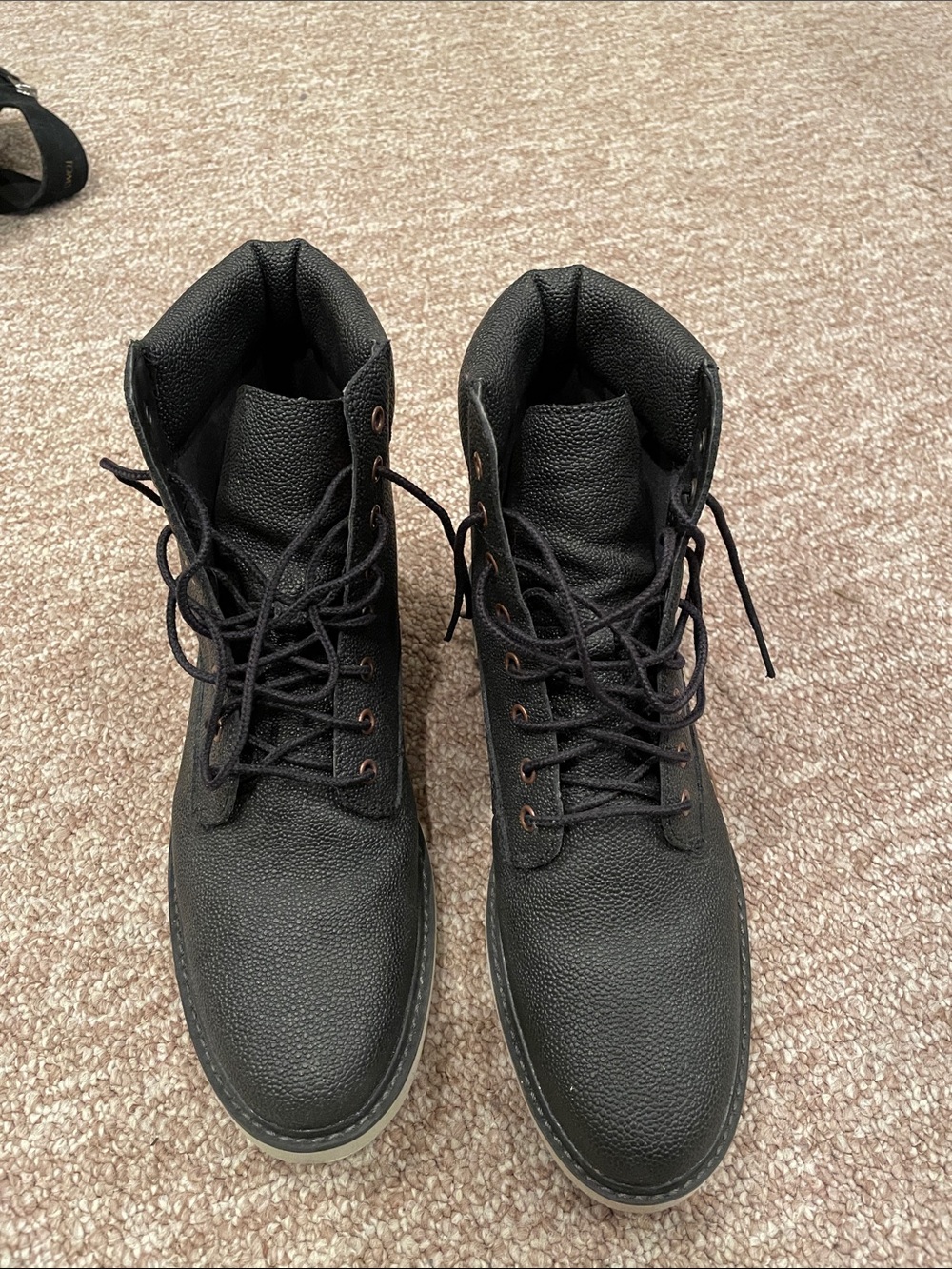 Women’s Black Lace-Up Leather Work Boots